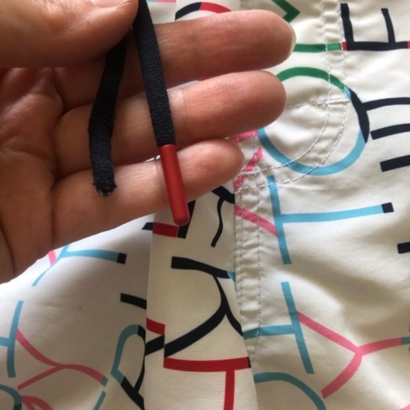 Tommy Hilfiger Men's Logo Print Swim Trunks - White, Red, Green, Blue - Picture 9 of 9